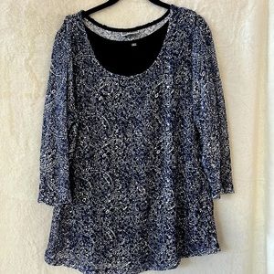 XL Navy Stretch Blouse with tank liner NWOT